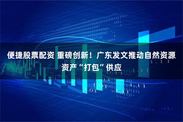 便捷股票配资 重磅创新！广东发文推动自然资源资产“打包”供应